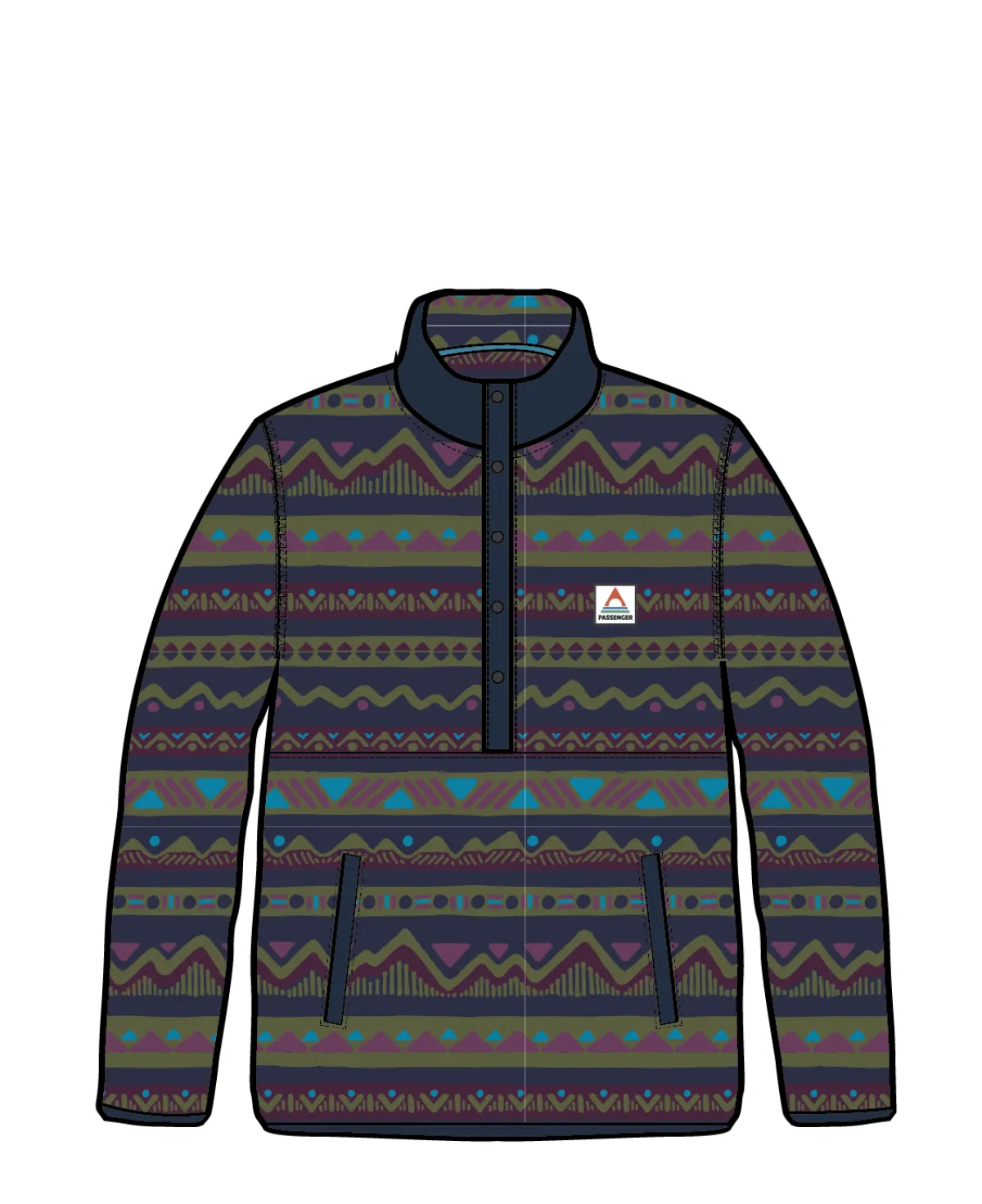 Fleece|Passenger Adrift Recycled Polar Fleece - Mountain Geo Multi MountainGeoMulti