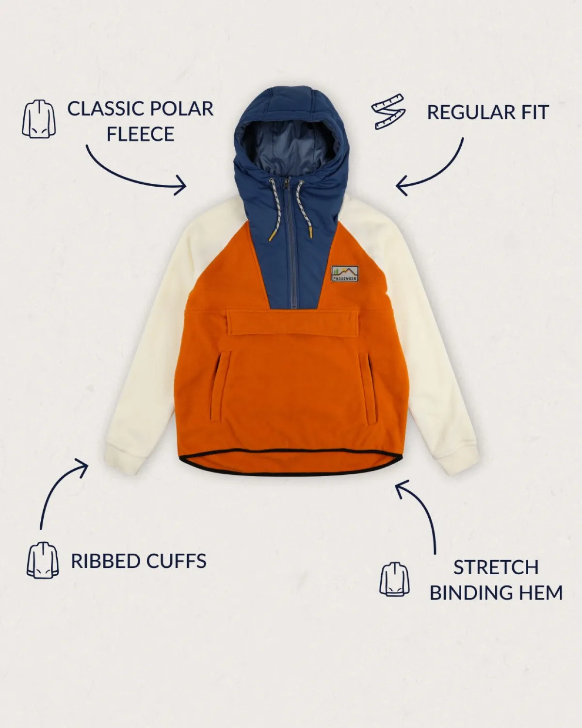 Fleece|Fleece|Passenger Alexander Recycled Polar Hooded Fleece - Sunrise Orange SunriseOrange