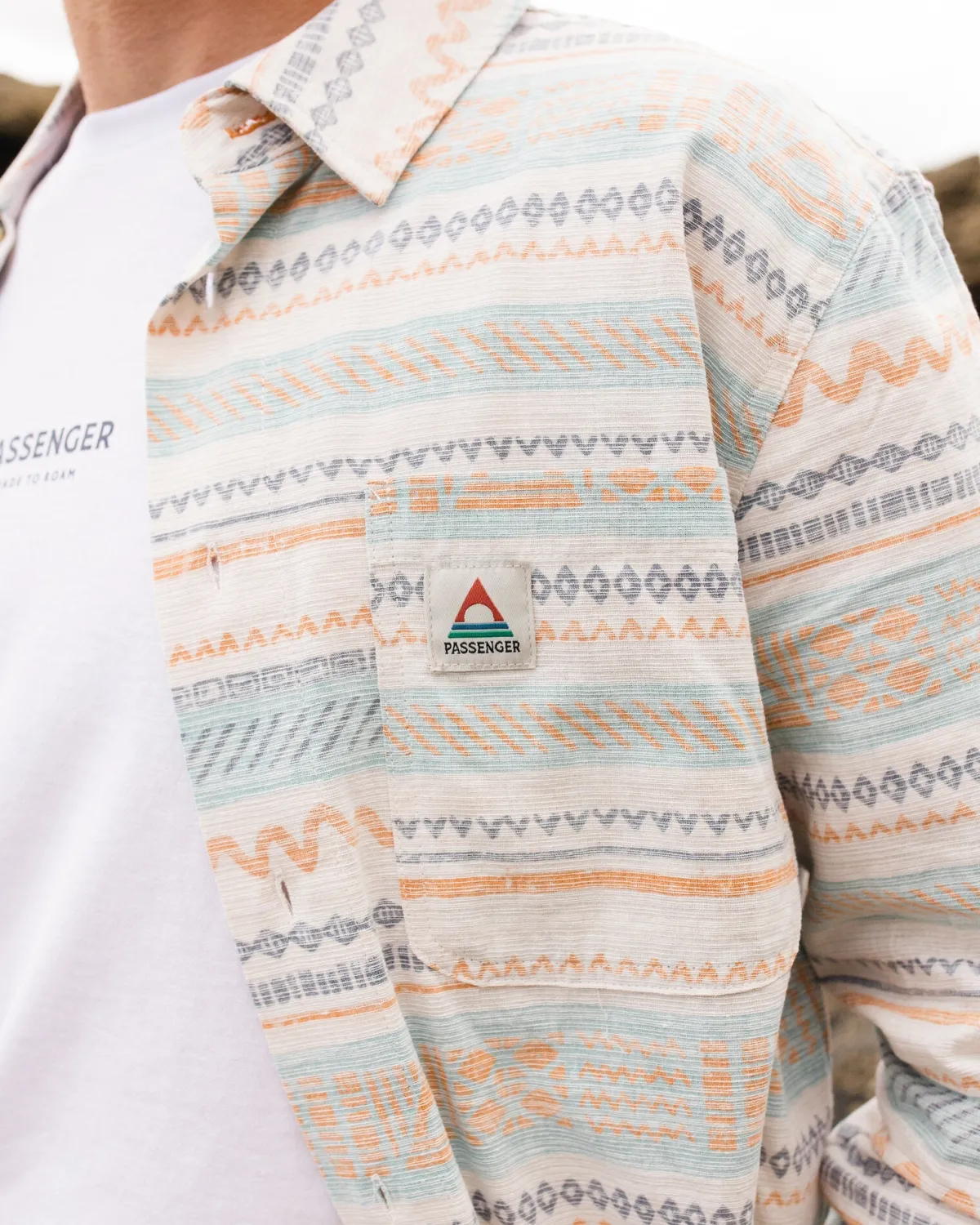 Shirts|Shirts|Passenger Amboro Organic Cotton Long Sleeve Shirt - Patchwork Stripe Birch PatchworkStripeBirch