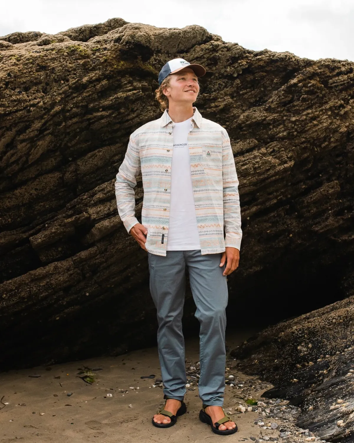 Shirts|Shirts|Passenger Amboro Organic Cotton Long Sleeve Shirt - Patchwork Stripe Birch PatchworkStripeBirch