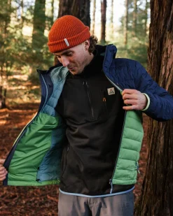 Jackets|Outdoor Active|Passenger Ashland Recycled Down Jacket - Rich Navy/Pear Green RichNavy/PearGreen