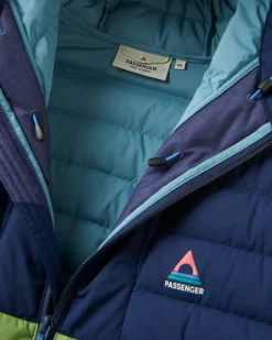 Jackets|Outdoor Active|Passenger Ashland Recycled Down Jacket - Rich Navy/Pear Green RichNavy/PearGreen