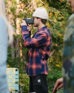 Shirts|Passenger Backcountry Long Sleeve Check Shirt - Rich Navy/ Red Ochre Check RichNavy/RedOchreCheck