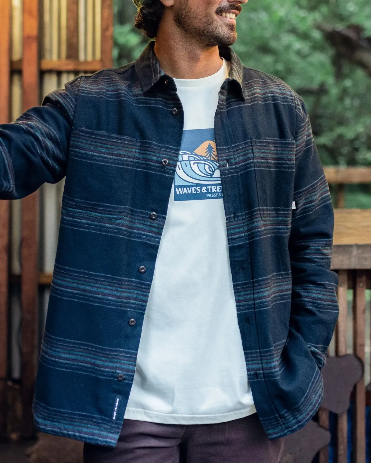Shirts|Shirts|Passenger Backcountry Long Sleeve Stripe Shirt - Black Stripe BlackStripe