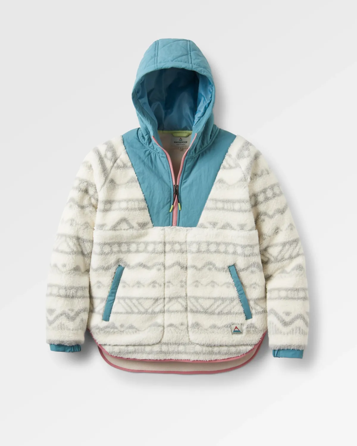 Fleece|Fleece|Passenger Beaumont Recycled Sherpa Hooded Fleece - Mountain Geo Vintage White MountainGeoVintageWhite