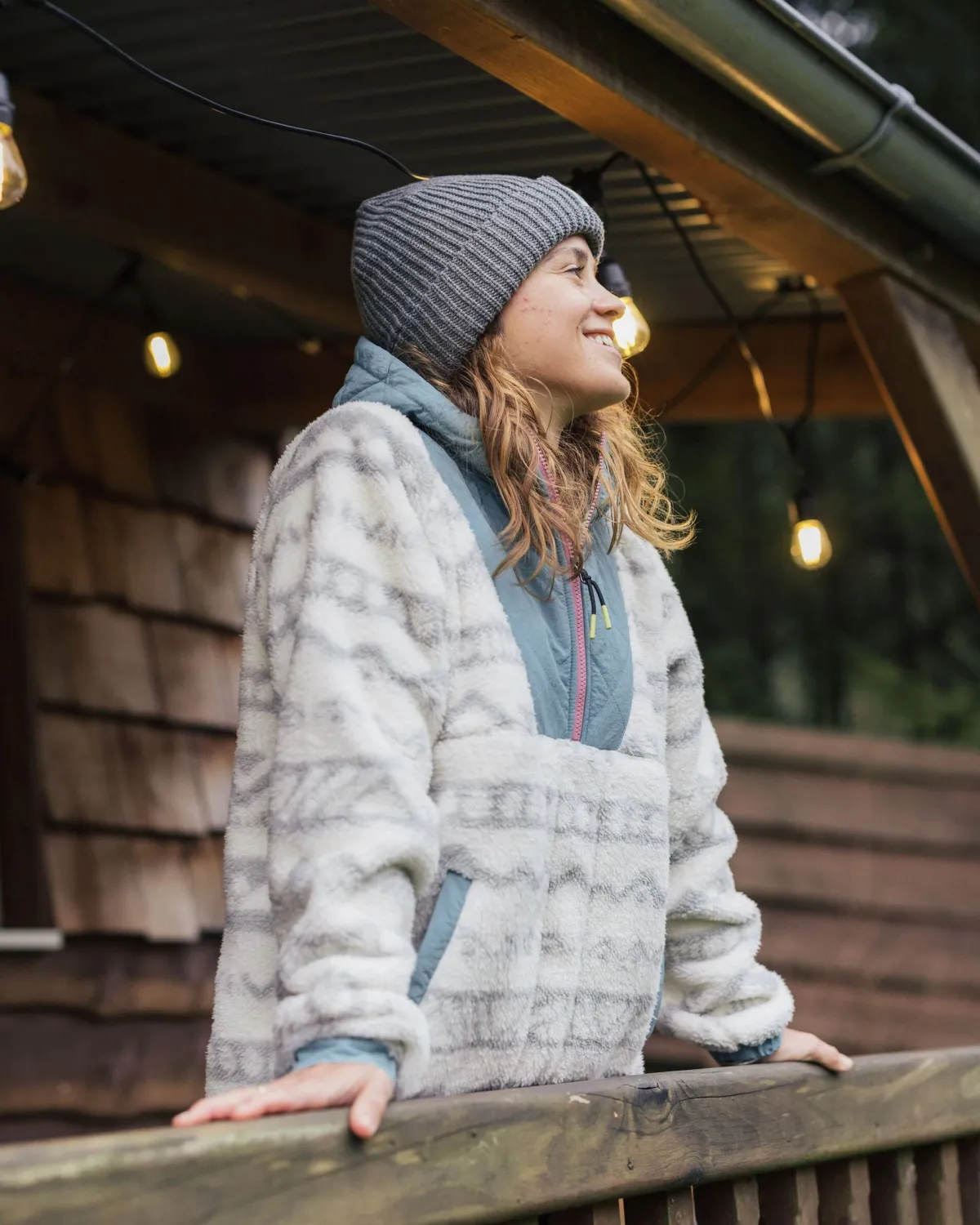 Fleece|Fleece|Passenger Beaumont Recycled Sherpa Hooded Fleece - Mountain Geo Vintage White MountainGeoVintageWhite