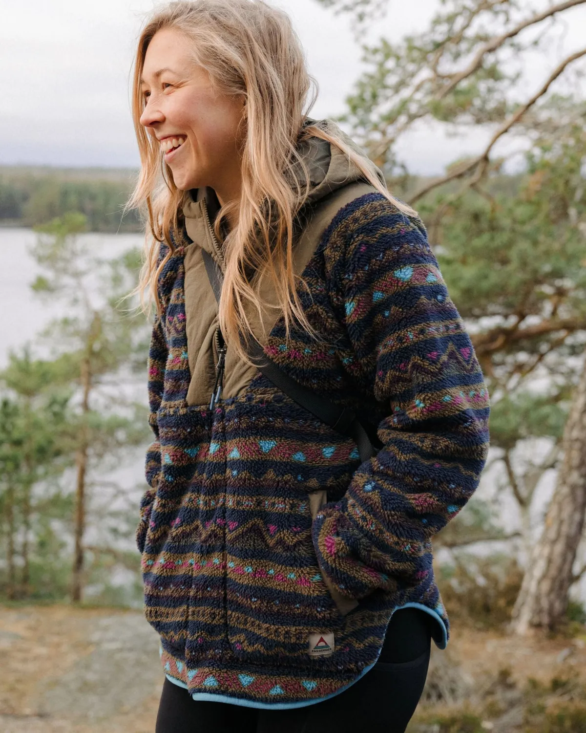 Fleece|Fleece|Passenger Beaumont Recycled Sherpa Hooded Fleece - Mountain Geo Multi MountainGeoMulti