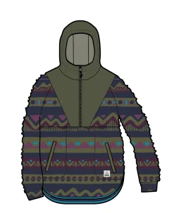 Fleece|Fleece|Passenger Beaumont Recycled Sherpa Hooded Fleece - Mountain Geo Multi MountainGeoMulti