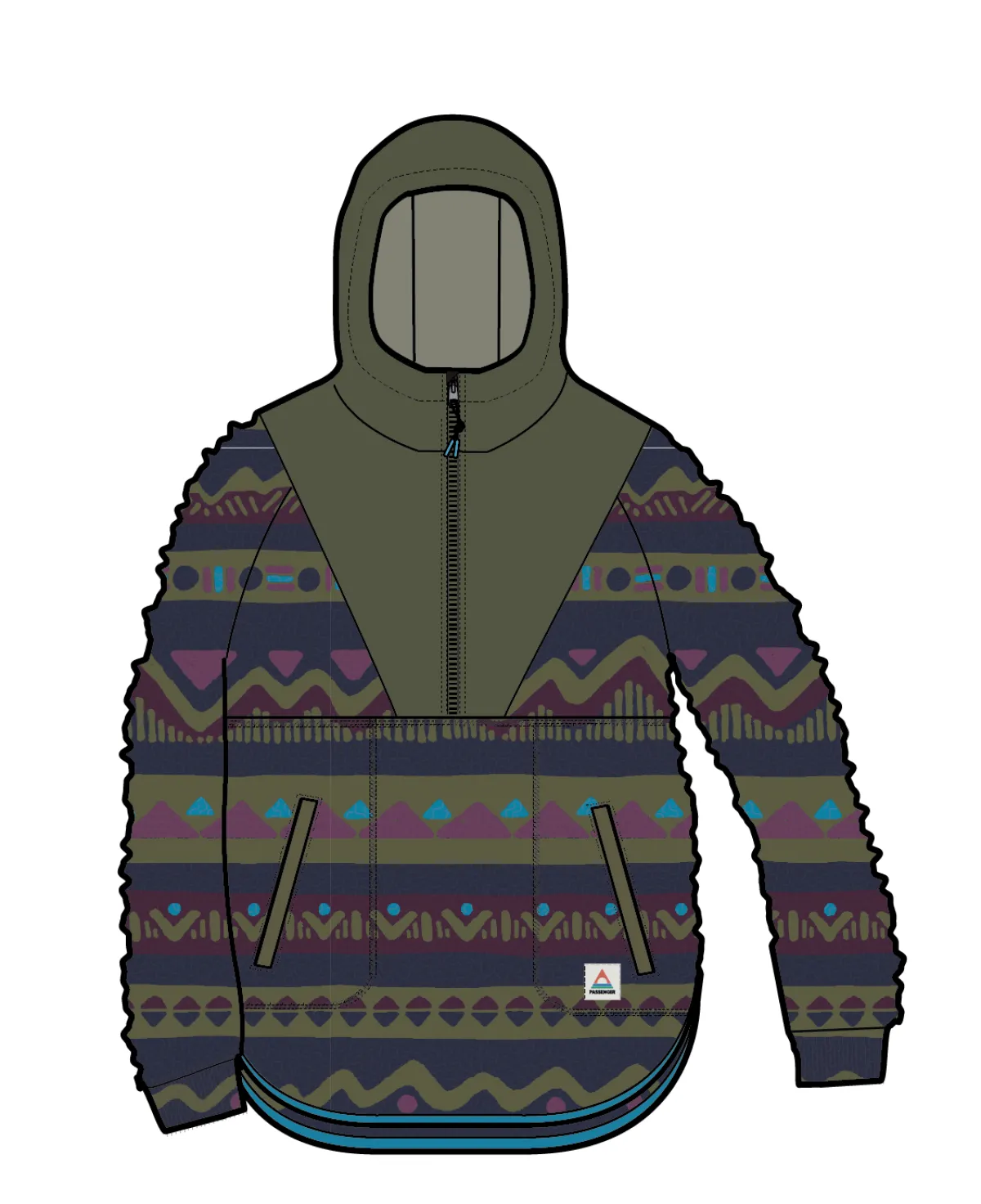 Fleece|Fleece|Passenger Beaumont Recycled Sherpa Hooded Fleece - Mountain Geo Multi MountainGeoMulti
