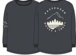T-Shirts & Tank Tops|Tops & T-Shirts|Passenger Big Leaf Recycled Long Sleeve T-Shirt - Faded Black FadedBlack