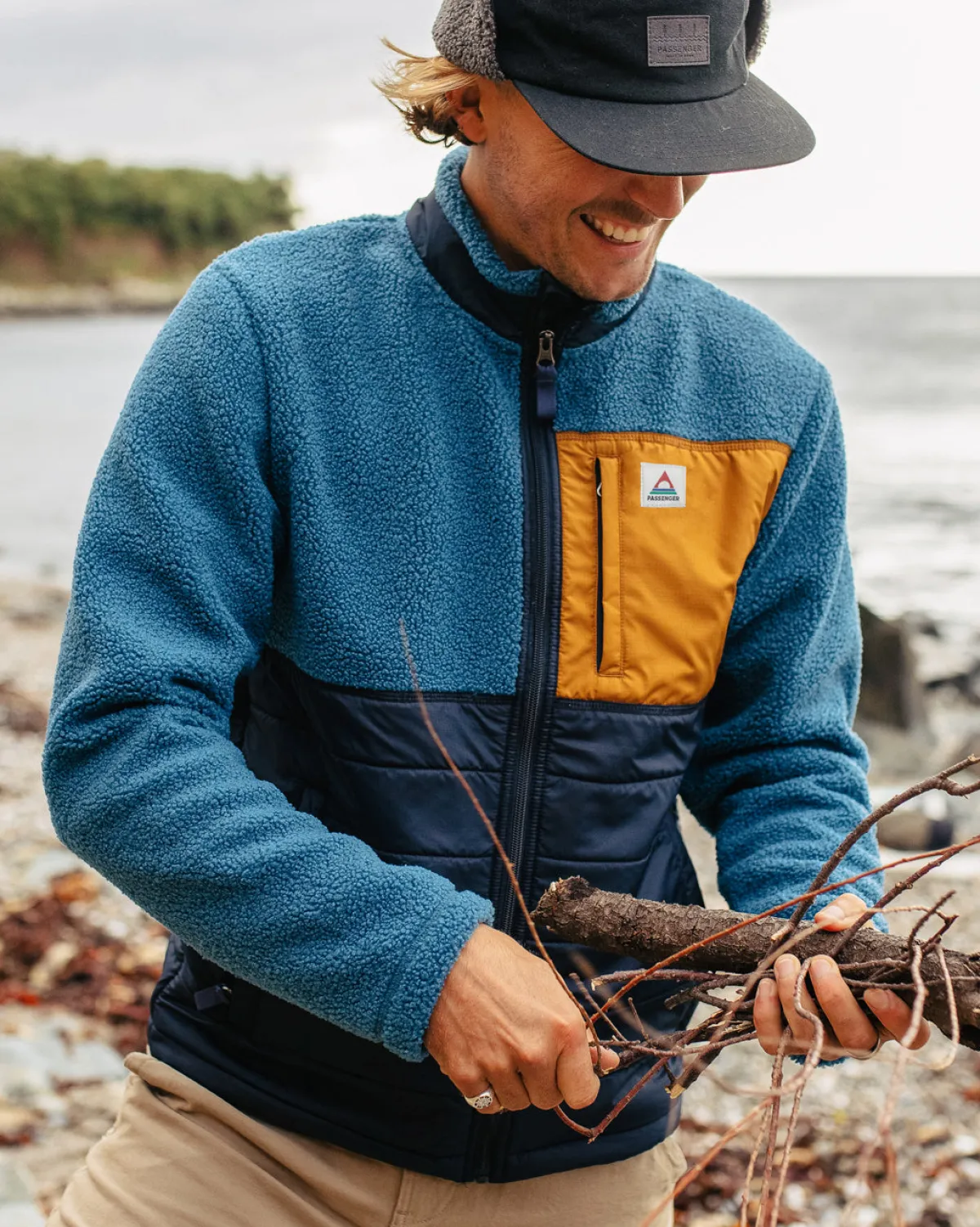 Fleece|Fleece|Passenger Born Explorer Recycled Polar-Lined Sherpa Fleece - Blue Steel BlueSteel