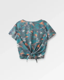 T-Shirts & Tank Tops|Tops|Passenger Chakra Tie Back Active Recycled T-Shirt - Palm Camo Deep Sea PalmCamoDeepSea