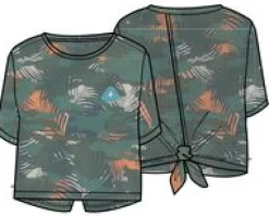 T-Shirts & Tank Tops|Tops|Passenger Chakra Tie Back Active Recycled T-Shirt - Palm Camo Deep Sea PalmCamoDeepSea