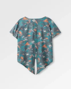 T-Shirts & Tank Tops|Tops|Passenger Chakra Tie Back Active Recycled T-Shirt - Palm Camo Deep Sea PalmCamoDeepSea