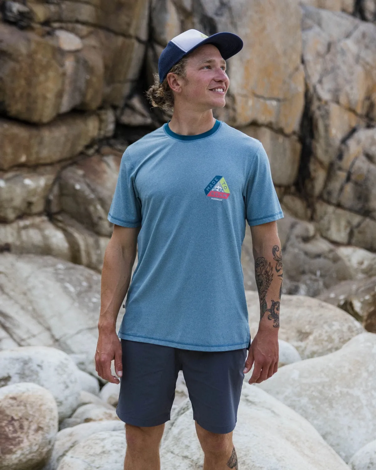 T-Shirts & Tank Tops|T-Shirts & Tank Tops|Passenger Classic Active Recycled T-Shirt - Blue Steel Marl BlueSteelMarl