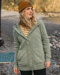 Hoodies|Hoodies & Sweatshirts|Passenger Clementine Recycled Quilted Button Up Hoodie - Pistachio