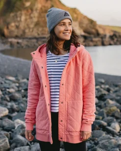 Hoodies|Hoodies & Sweatshirts|Passenger Clementine Recycled Quilted Button Up Hoodie - Shell Pink ShellPink