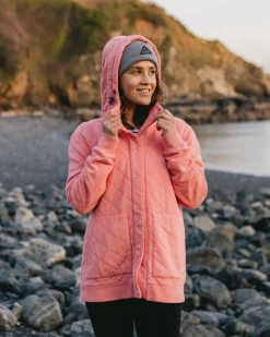 Hoodies|Hoodies & Sweatshirts|Passenger Clementine Recycled Quilted Button Up Hoodie - Shell Pink ShellPink