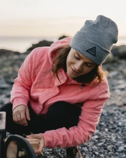 Hoodies|Hoodies & Sweatshirts|Passenger Clementine Recycled Quilted Button Up Hoodie - Shell Pink ShellPink