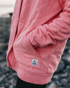 Hoodies|Hoodies & Sweatshirts|Passenger Clementine Recycled Quilted Button Up Hoodie - Shell Pink ShellPink