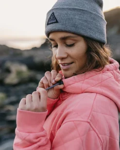 Hoodies|Hoodies & Sweatshirts|Passenger Clementine Recycled Quilted Button Up Hoodie - Shell Pink ShellPink