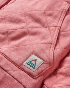 Hoodies|Hoodies & Sweatshirts|Passenger Clementine Recycled Quilted Button Up Hoodie - Shell Pink ShellPink