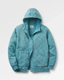 Hoodies|Hoodies & Sweatshirts|Passenger Clementine Recycled Quilted Button Up Hoodie - Blue Pool BluePool