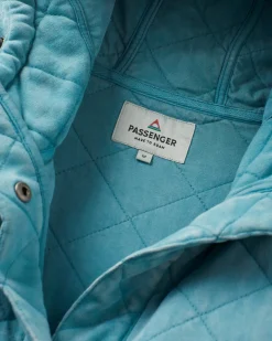 Hoodies|Hoodies & Sweatshirts|Passenger Clementine Recycled Quilted Button Up Hoodie - Blue Pool BluePool