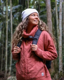 Hoodies & Sweatshirts|Passenger Clementine Recycled Quilted High Neck - Red Ochre RedOchre