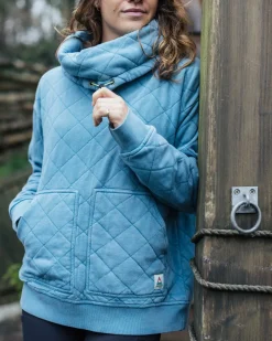 Hoodies & Sweatshirts|Passenger Clementine Recycled Quilted High Neck - Bluejay