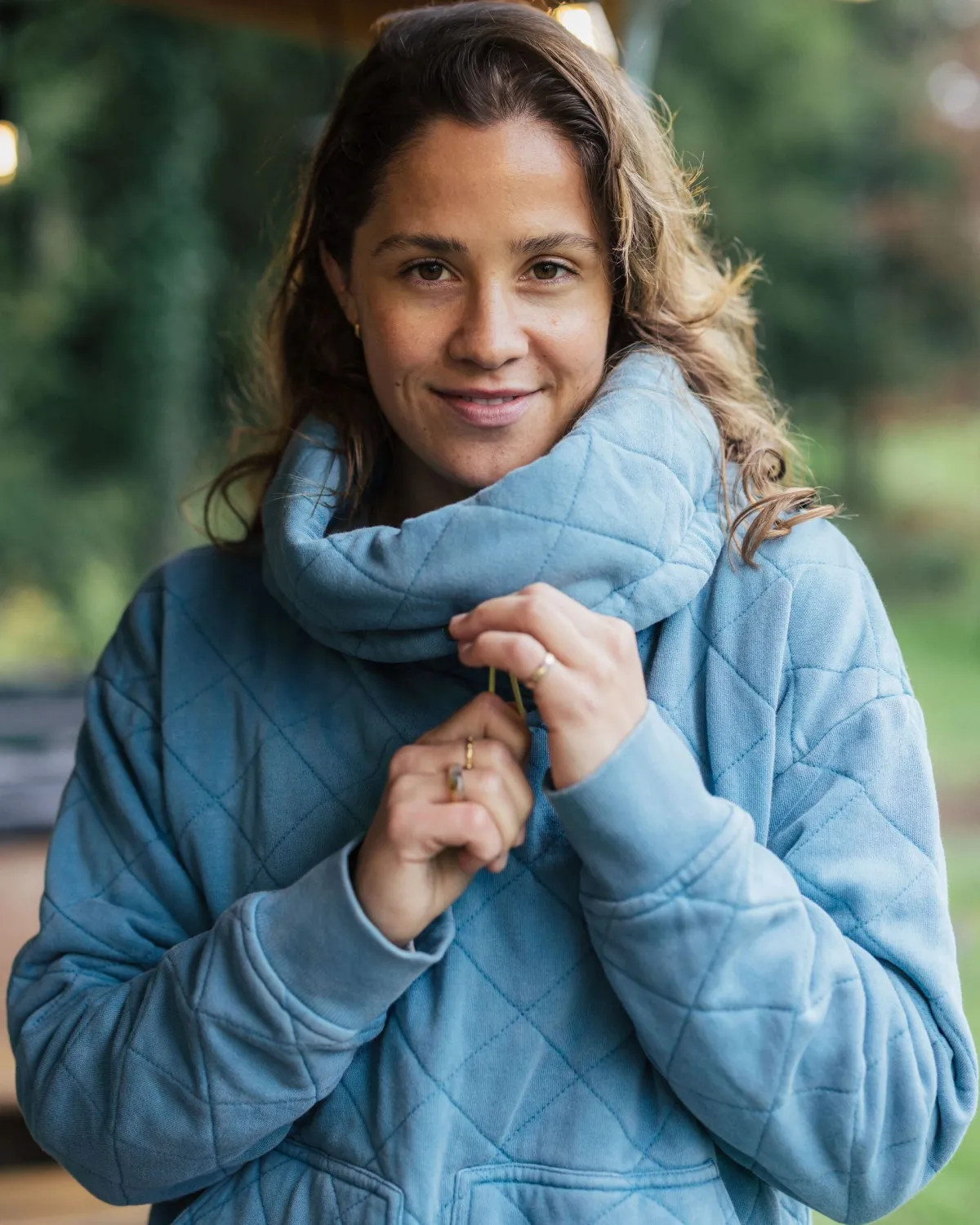 Hoodies & Sweatshirts|Passenger Clementine Recycled Quilted High Neck - Bluejay