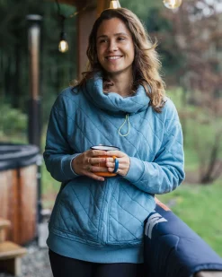 Hoodies & Sweatshirts|Passenger Clementine Recycled Quilted High Neck - Bluejay