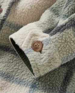 Shirts|Passenger Cloudy Recycled Sherpa Fleece Shirt - Pistachio Check PistachioCheck