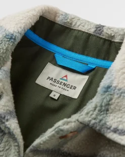 Shirts|Passenger Cloudy Recycled Sherpa Fleece Shirt - Pistachio Check PistachioCheck