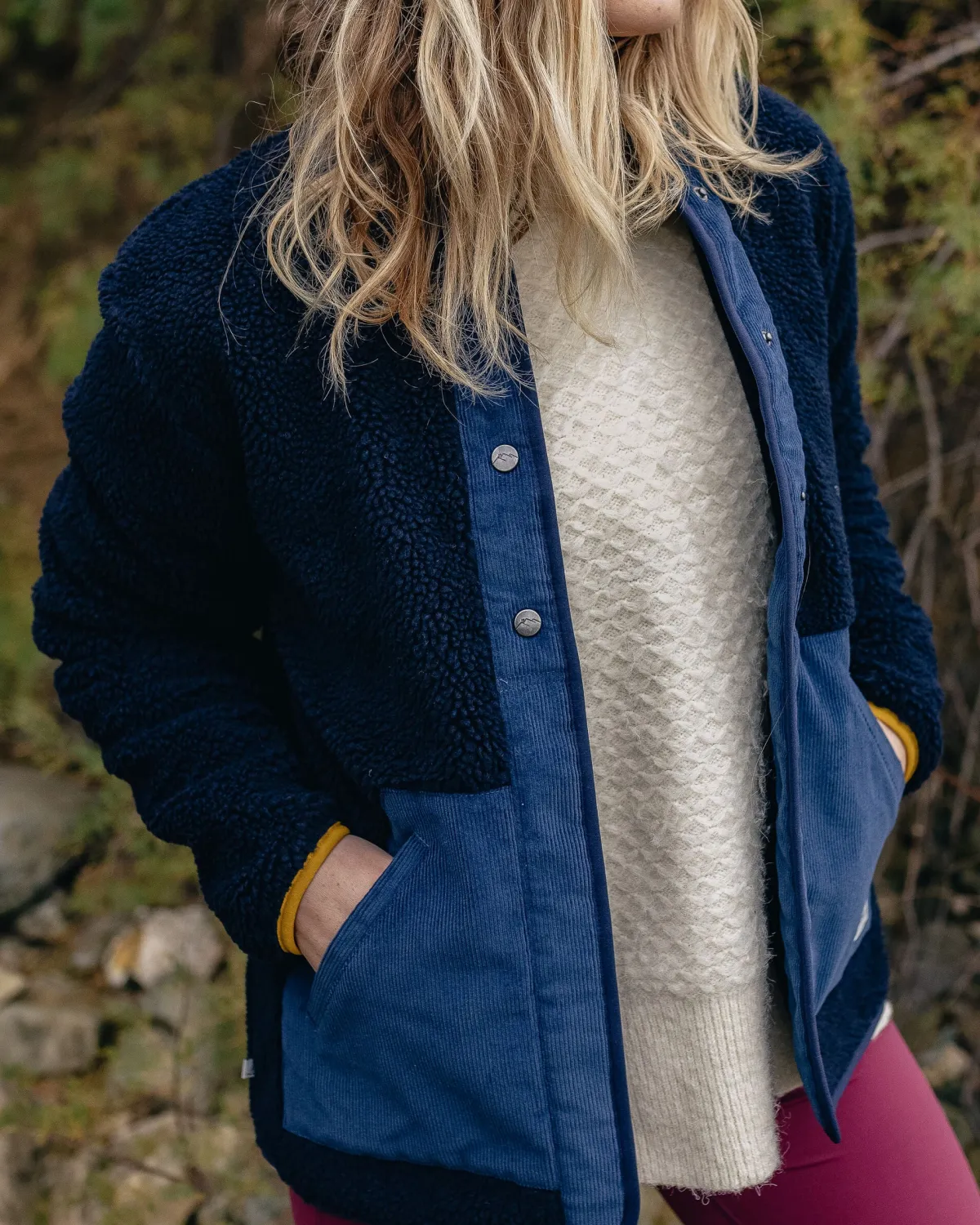 Fleece|Fleece|Passenger Clover Recycled Cotton-Lined Sherpa Fleece - Deep Navy DeepNavy