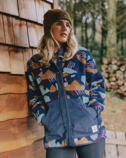 Fleece|Fleece|Passenger Clover Recycled Cotton-Lined Sherpa Fleece - Deep Blue Camo Pattern DeepBlueCamoPattern