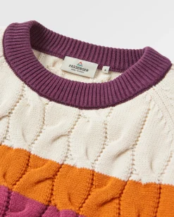 Knitwear|Passenger Comfort Organic Cotton Knitted Sweater - Rhubarb Multi Stripe RhubarbMultiStripe
