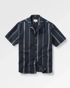Shirts|Shirts|Passenger Cove Organic Cotton Short Sleeve Shirt - Deep Navy Jacquard Stripe DeepNavyJacquardStripe