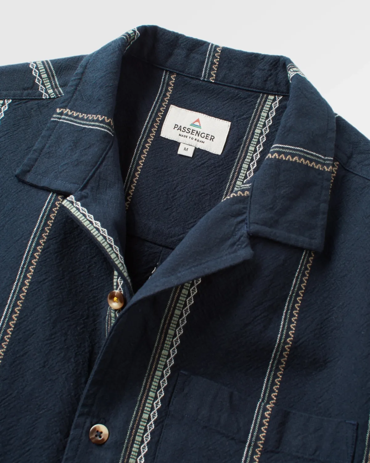 Shirts|Shirts|Passenger Cove Organic Cotton Short Sleeve Shirt - Deep Navy Jacquard Stripe DeepNavyJacquardStripe