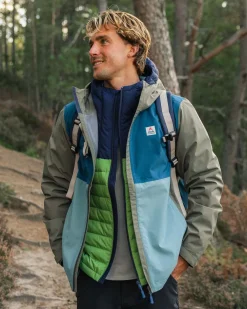 Jackets|Outdoor Active|Passenger Downpour Recycled Waterproof Jacket - Tidal Blue/Arctic/Dusty Olive TidalBlue/Arctic/DustyOlive