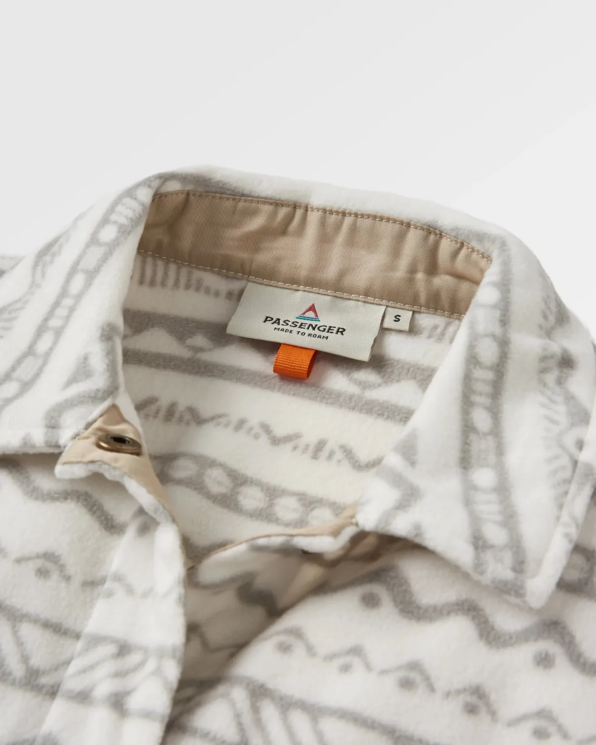 Fleece|Shirts|Passenger East Recycled Polar Fleece Long Sleeve Shirt - Mountain Geo Vintage White MountainGeoVintageWhite