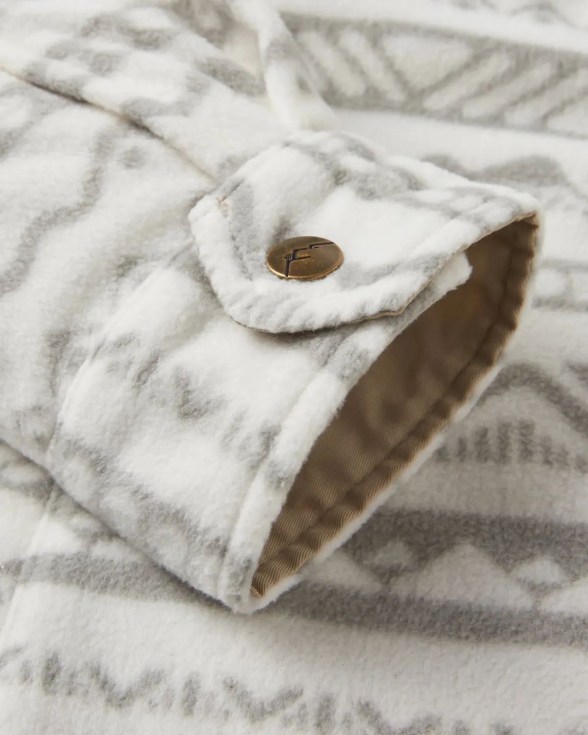 Fleece|Shirts|Passenger East Recycled Polar Fleece Long Sleeve Shirt - Mountain Geo Vintage White MountainGeoVintageWhite