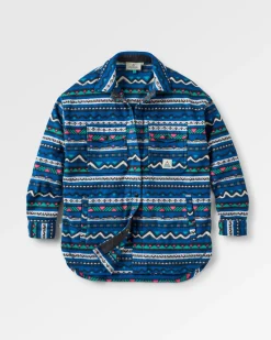 Fleece|Shirts|Passenger East Recycled Polar Fleece Long Sleeve Shirt - Mountain Geo Tidal Blue MountainGeoTidalBlue