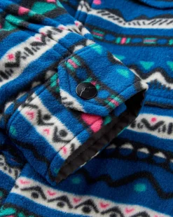 Fleece|Shirts|Passenger East Recycled Polar Fleece Long Sleeve Shirt - Mountain Geo Tidal Blue MountainGeoTidalBlue