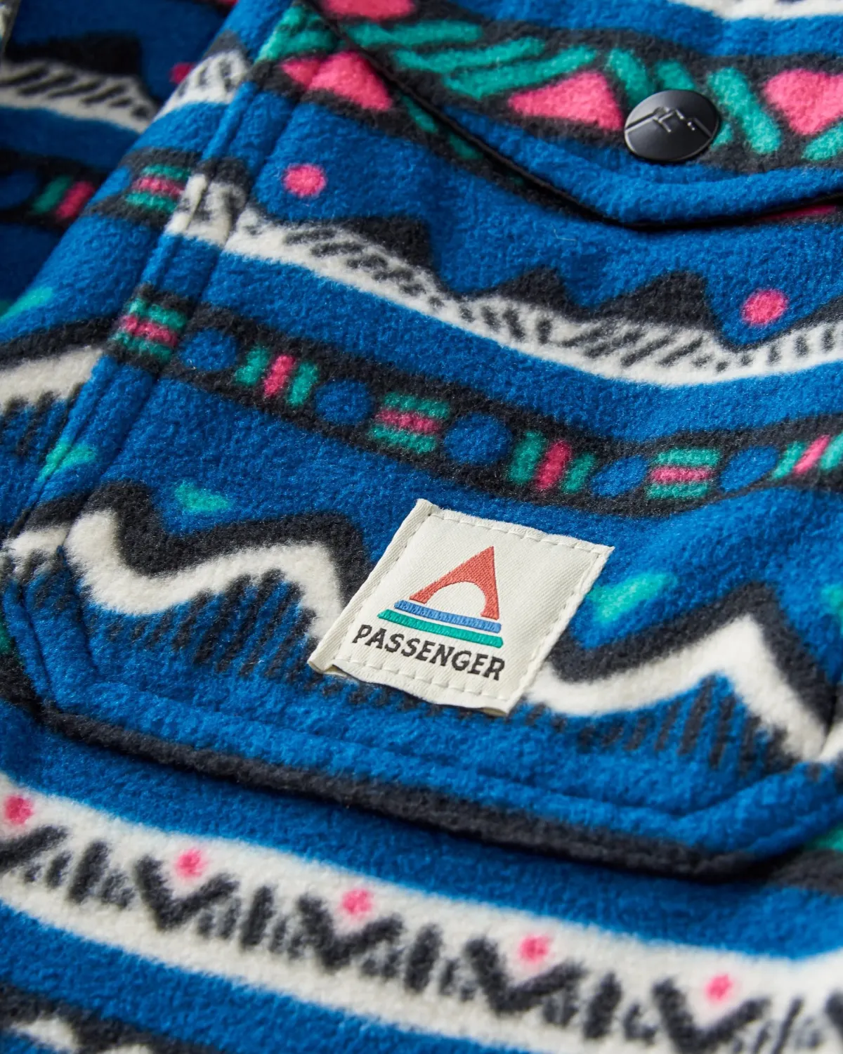 Fleece|Shirts|Passenger East Recycled Polar Fleece Long Sleeve Shirt - Mountain Geo Tidal Blue MountainGeoTidalBlue
