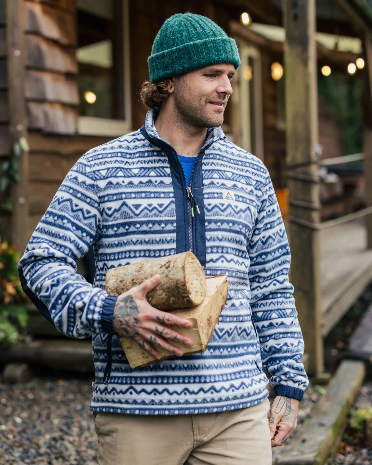 Fleece|Passenger Ebb Recycled Polar Fleece - Mountain Geo Gray Blue MountainGeoGrayBlue