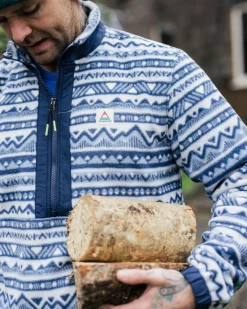 Fleece|Passenger Ebb Recycled Polar Fleece - Mountain Geo Gray Blue MountainGeoGrayBlue
