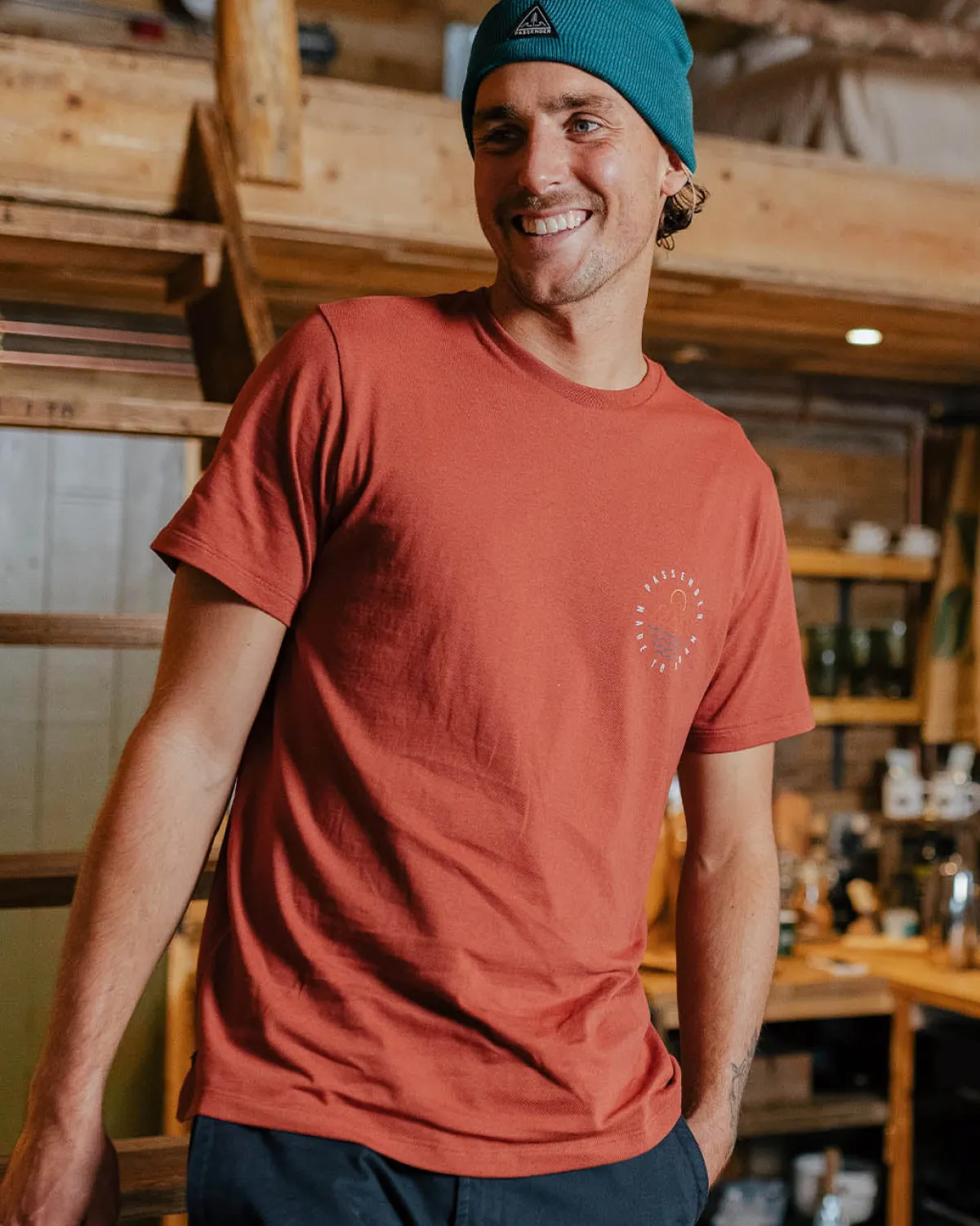 T-Shirts & Tank Tops|T-Shirts & Tank Tops|Passenger Escapism Recycled Cotton T-Shirt - Burnt Red BurntRed