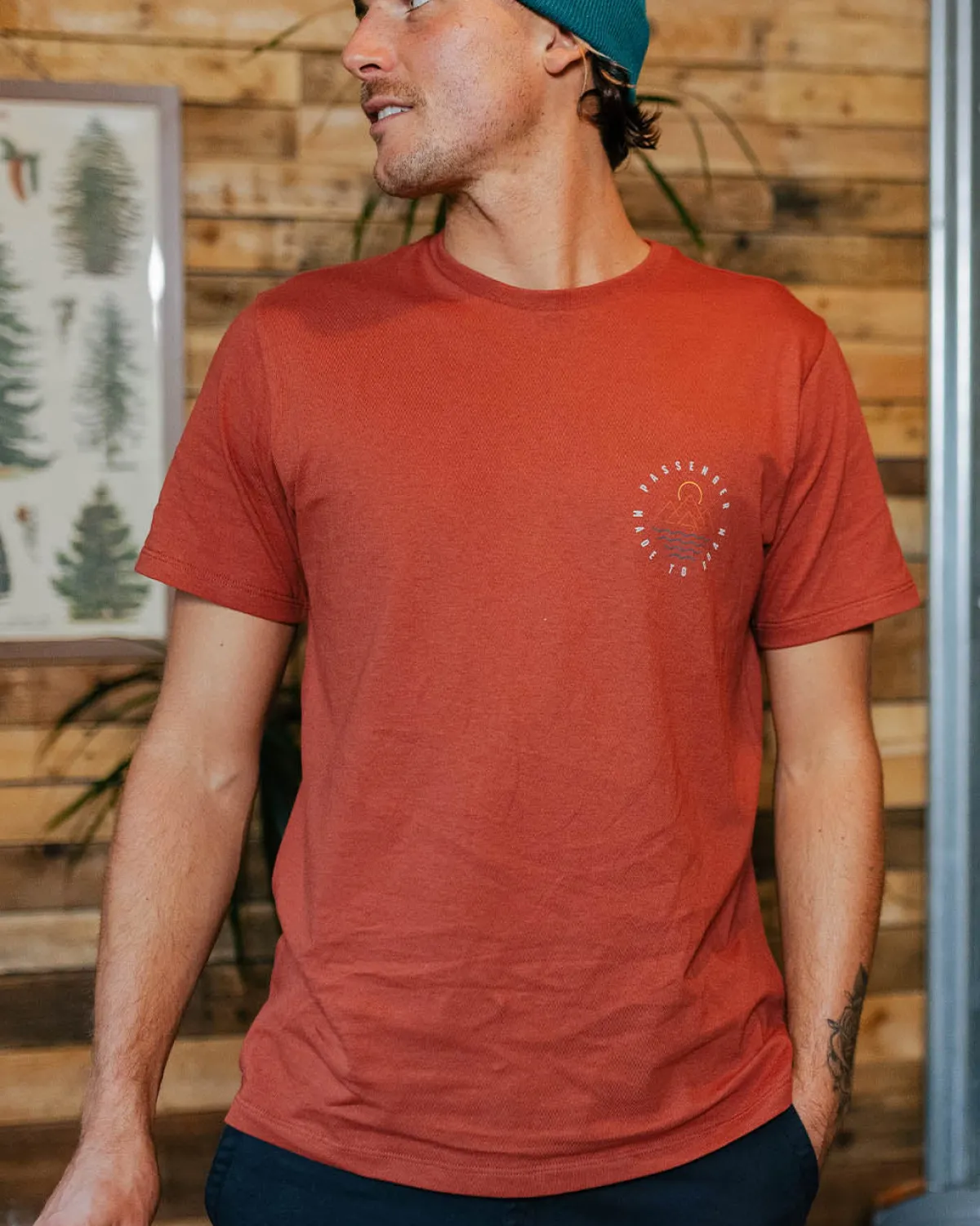 T-Shirts & Tank Tops|T-Shirts & Tank Tops|Passenger Escapism Recycled Cotton T-Shirt - Burnt Red BurntRed