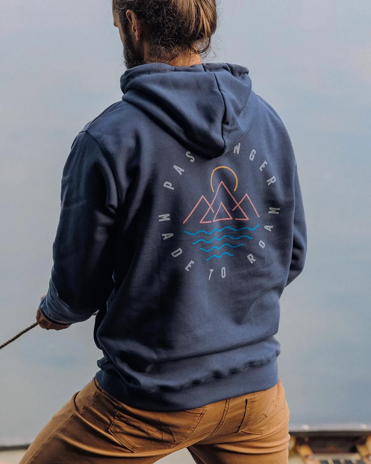 Hoodies & Sweatshirts|Hoodies|Passenger Escapism Recycled Cotton Hoodie - Dark Denim DarkDenim
